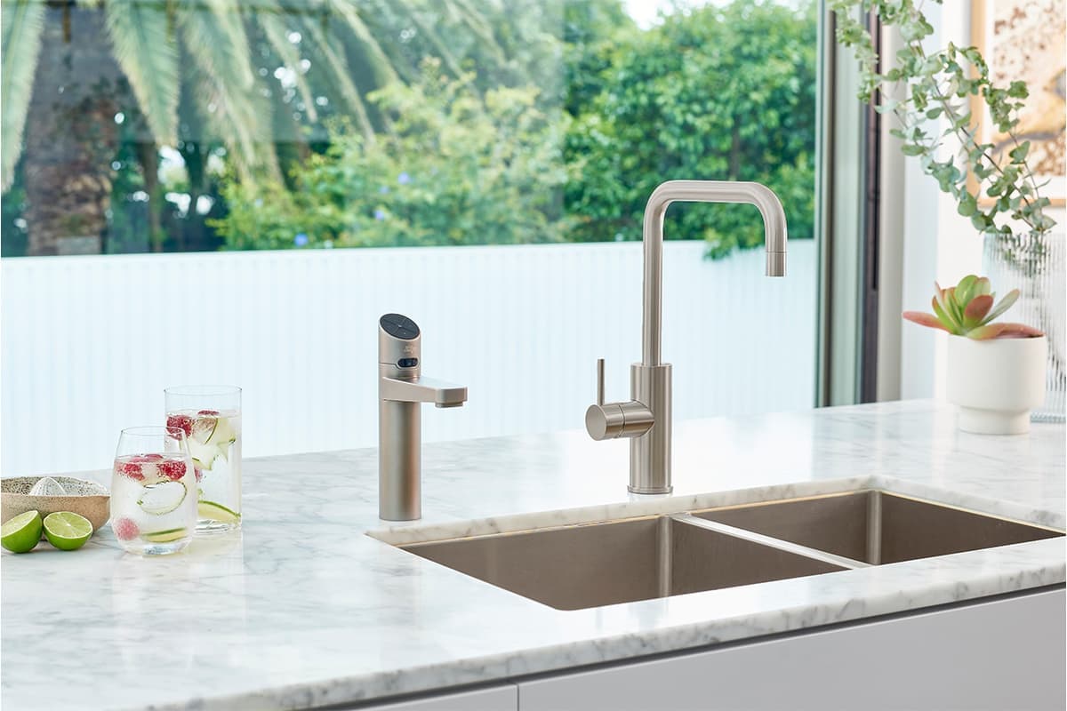 ZIP HydroTap Elite Plus in brushed chrome with a matching mixer tap